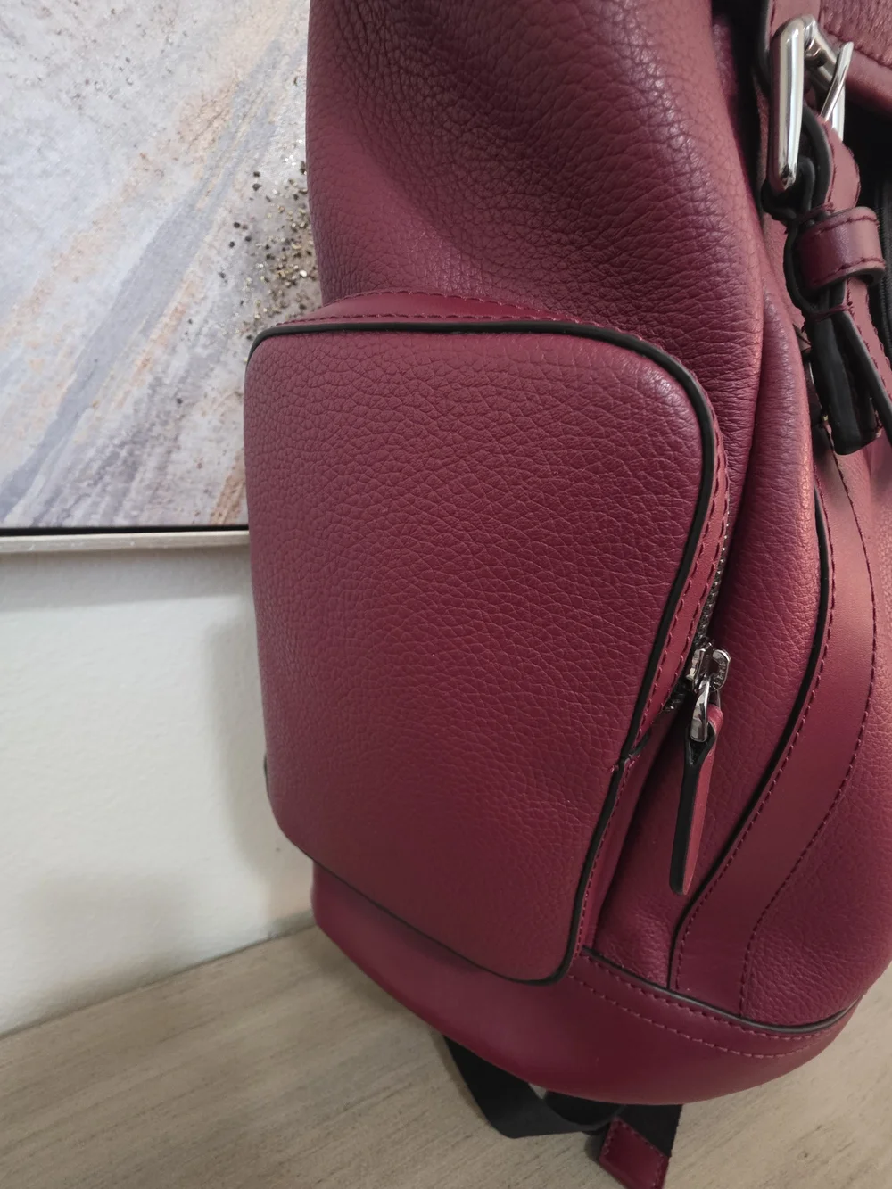 Michael Kors Cooper Pebbled Leather Backpack Unisex Burgundy 100% Leather HTF